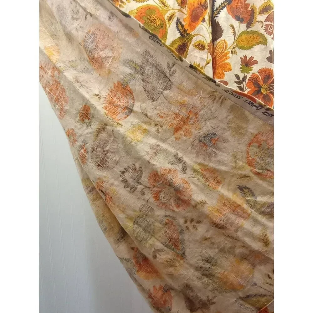 Vintage Dupont 100% linen, groovy pinch pleat curtain panel, please read